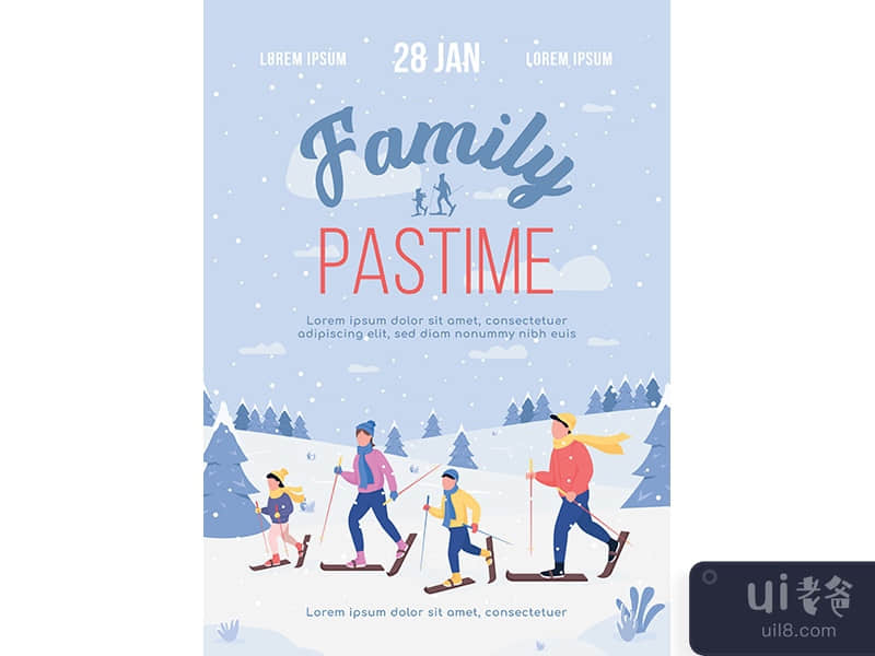 Family pastime poster flat vector template