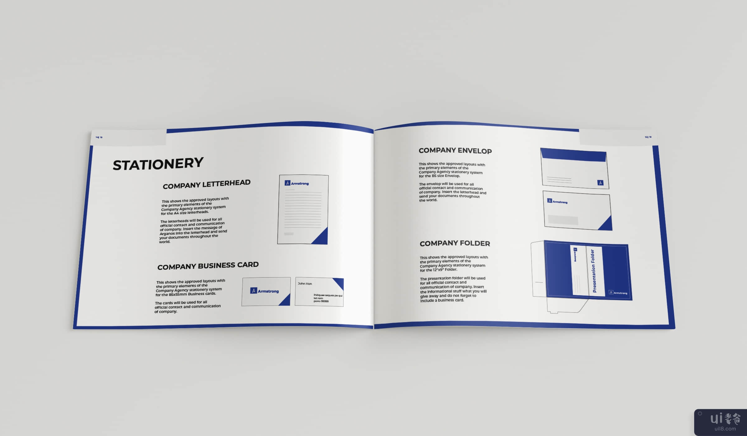 蓝色品牌手册模板宣传册|设计模板(Blue Brand Manual Template Brochure| Indesign Template)插图5
