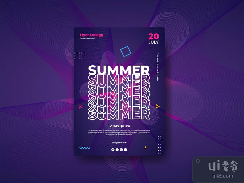 Summer poster design template with abstract background