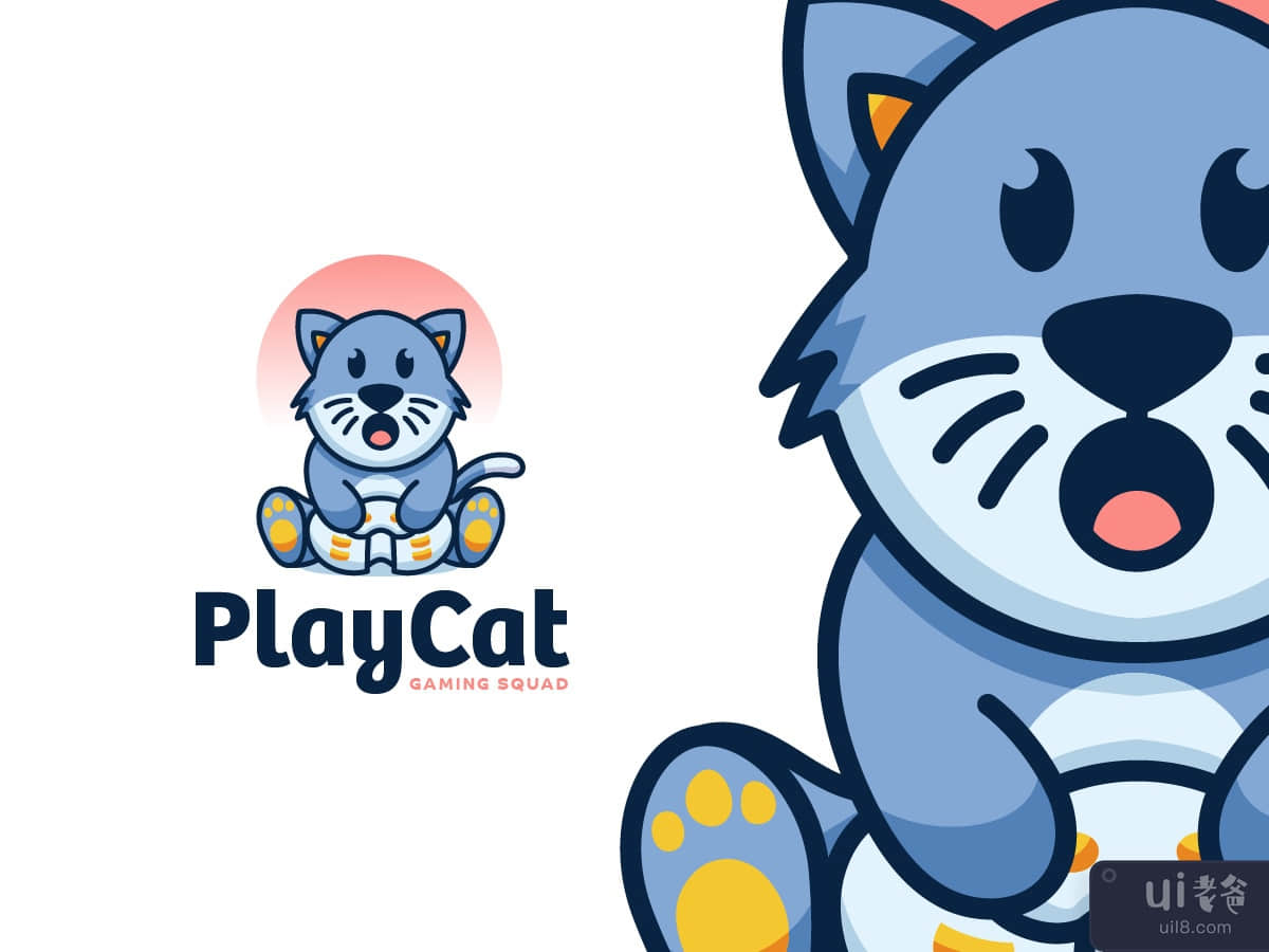 Cute Cat Gaming Mascot Logo Template