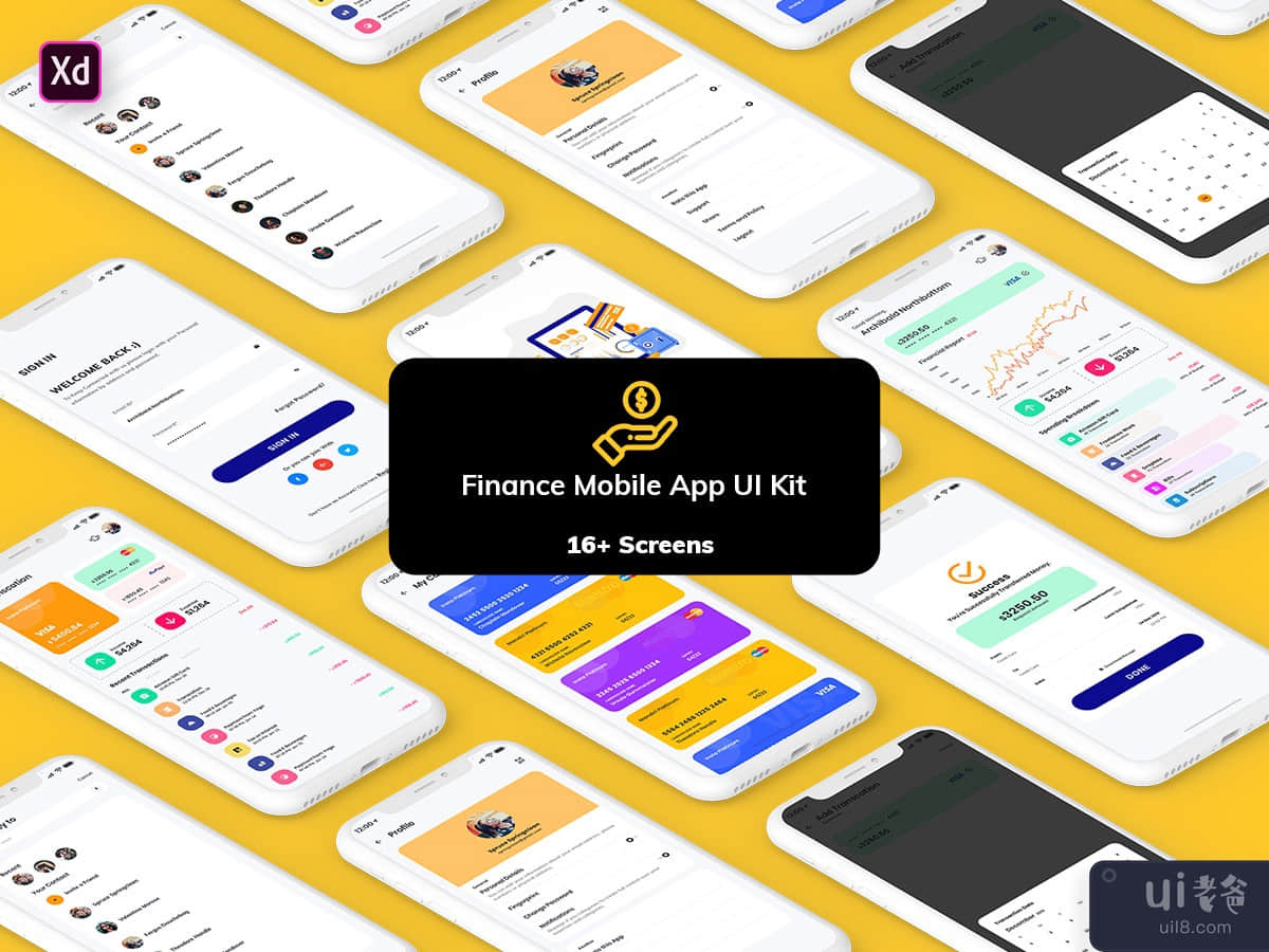 Finance Mobile App Template UI Kit Light Version (XD)