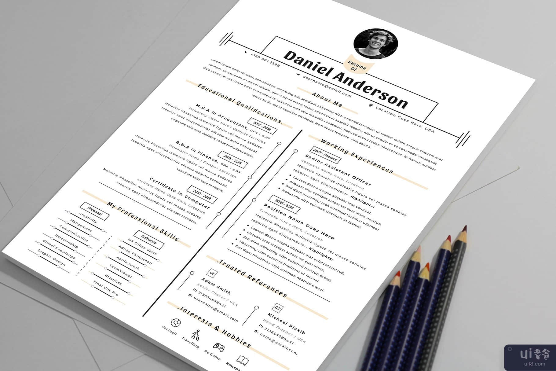 干净的简历模板(Clean Resume CV Template)插图2