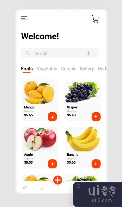 杂货店应用程序用户界面(Grocery App UI)插图
