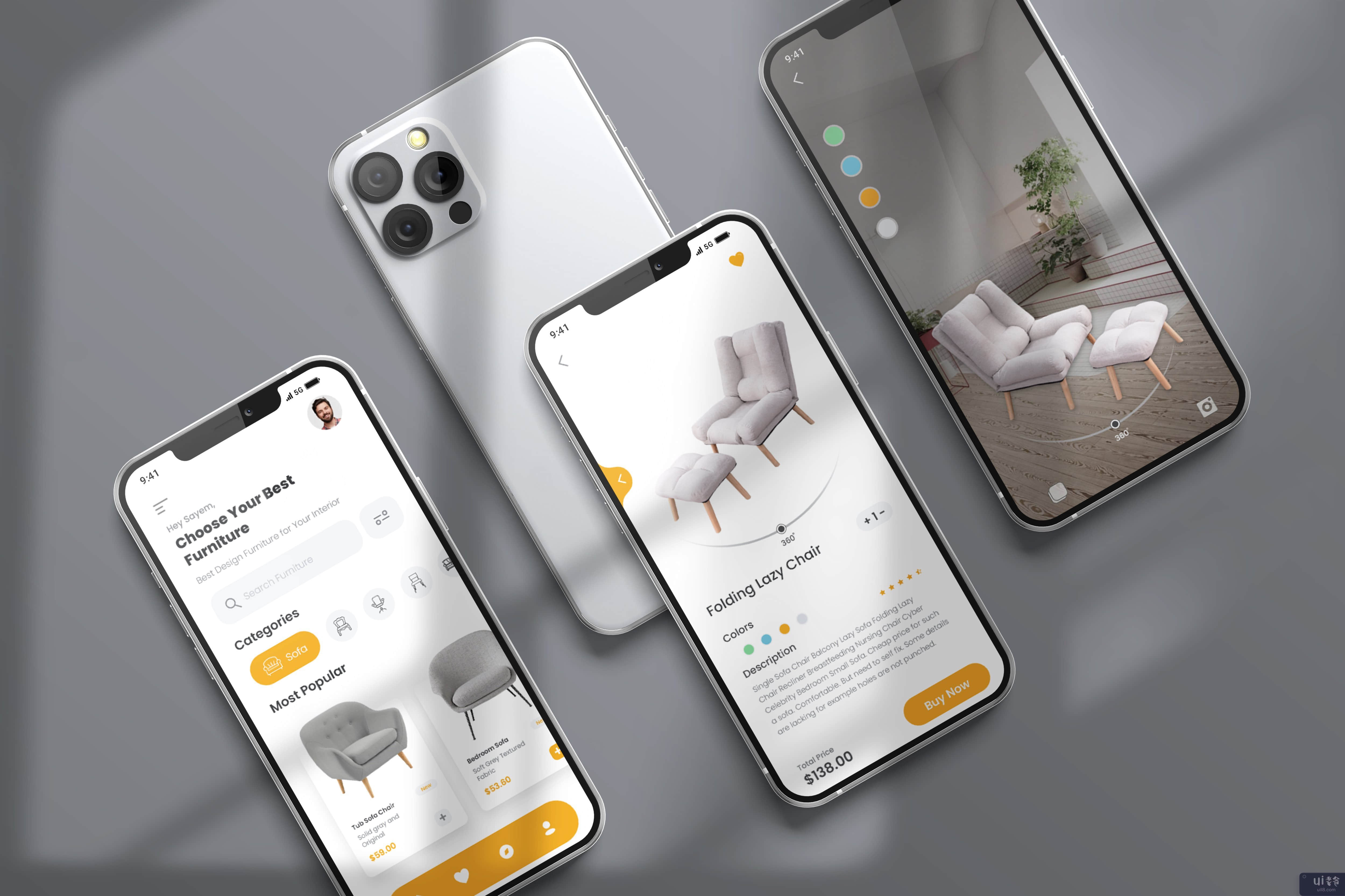 家具电子商务应用程序 UI 概念(Furniture e-commerce App UI Concept)插图