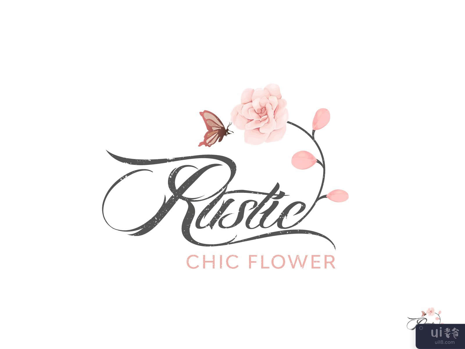 质朴别致的花卉标志(Rustic Chic Flower Logo)插图