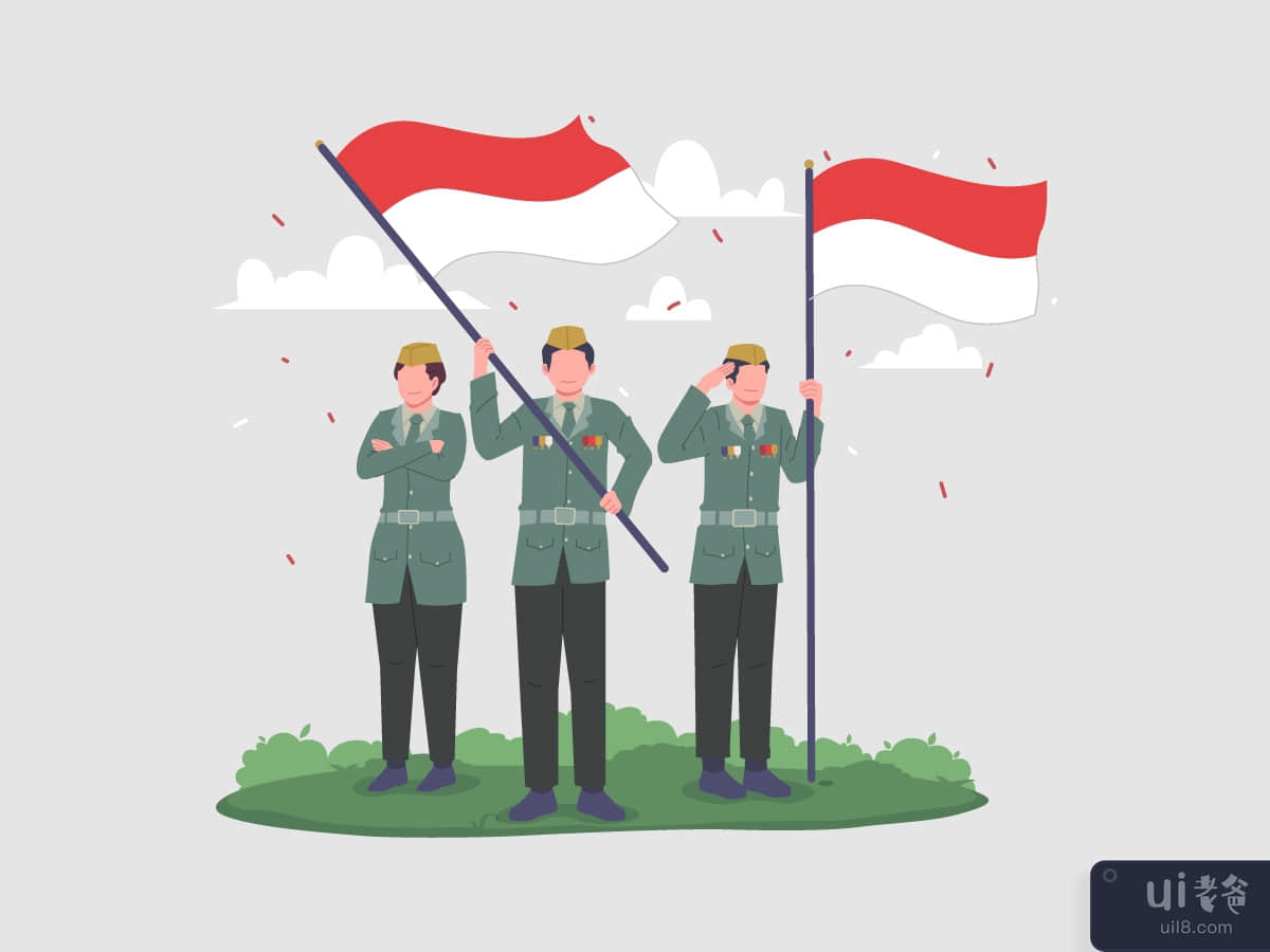 Indonesian Veteran Soldiers Illustration
