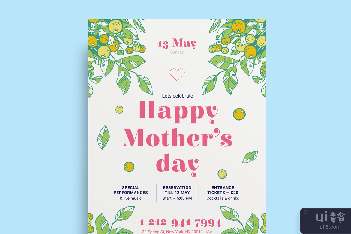 母亲节海报模板(Mother's Day Poster Template)插图2