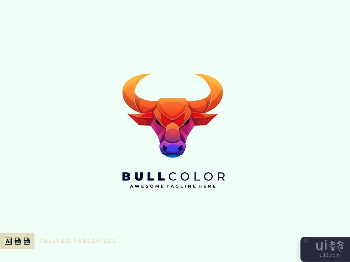 Bull color logo design