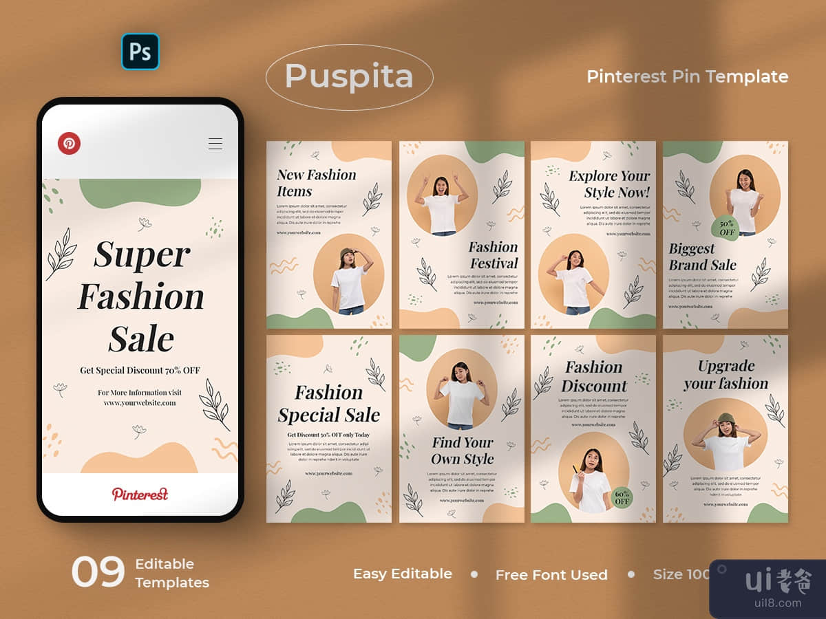 Puspita - Fashion Pinterest Pin Template