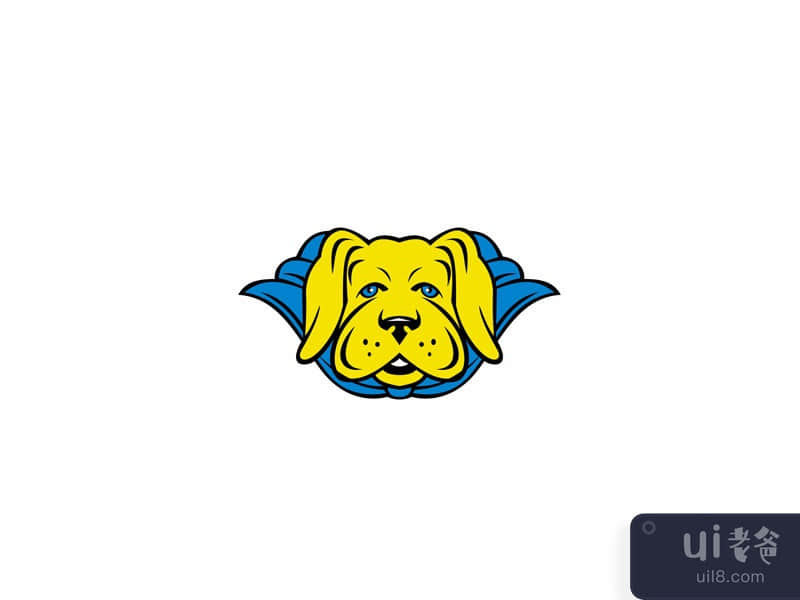 Super Yellow Lab Dog Wearing Blue Cape 