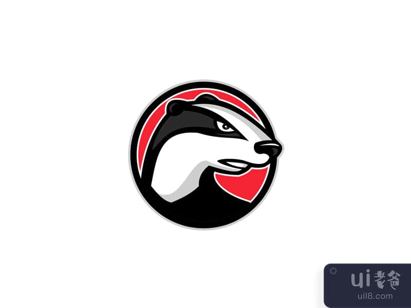 Badger Head Circle Mascot