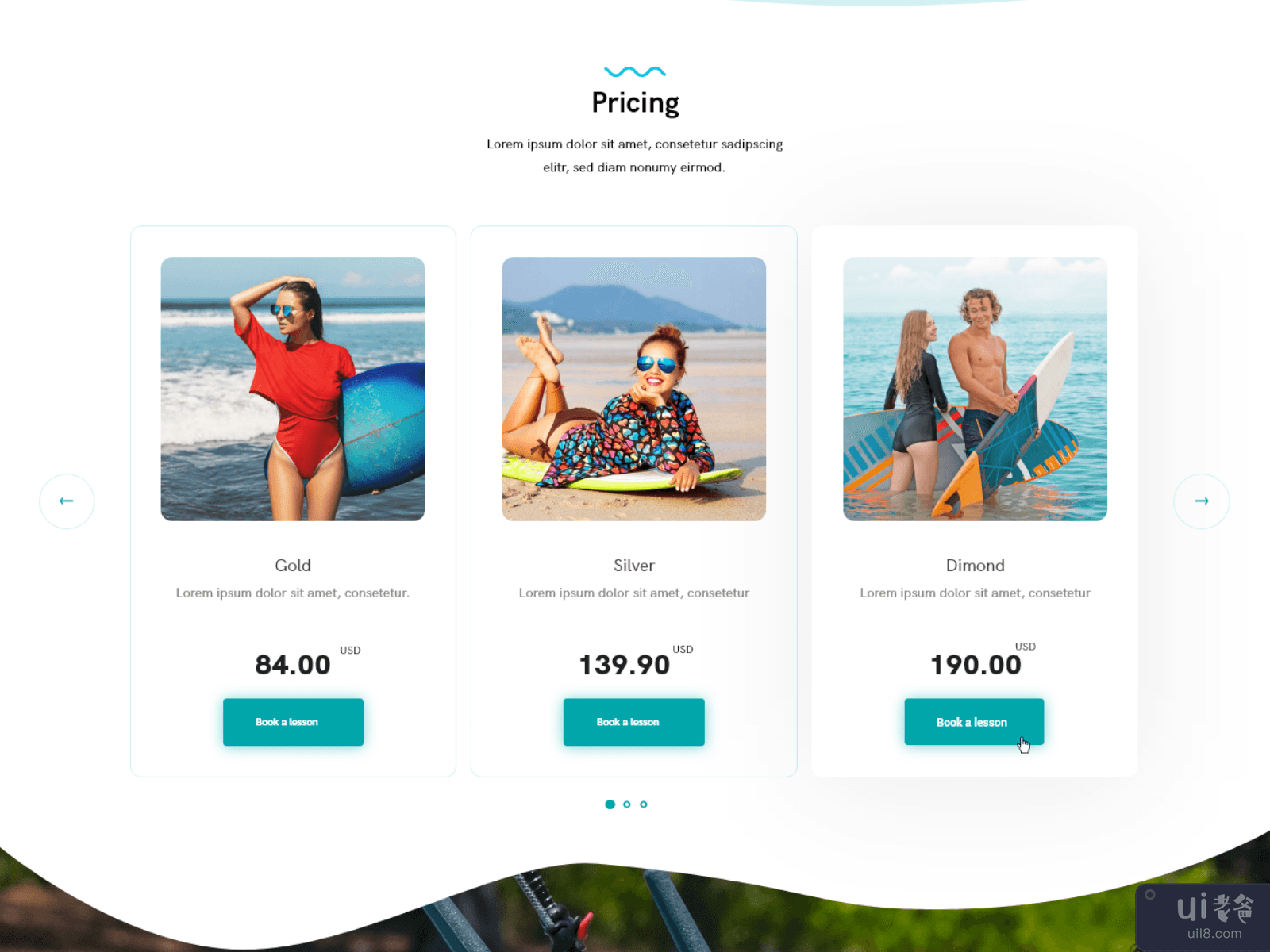 水上冲浪 - 冲浪和水上运动网页模板(Water Surfing - Surfing and Water Sports Web Template)插图3