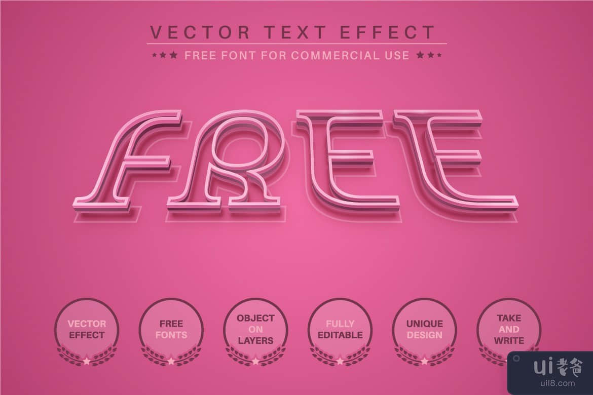 粉红色笔划 - 可编辑的文本效果、字体样式(Pink stroke - editable text effect, font style)插图2