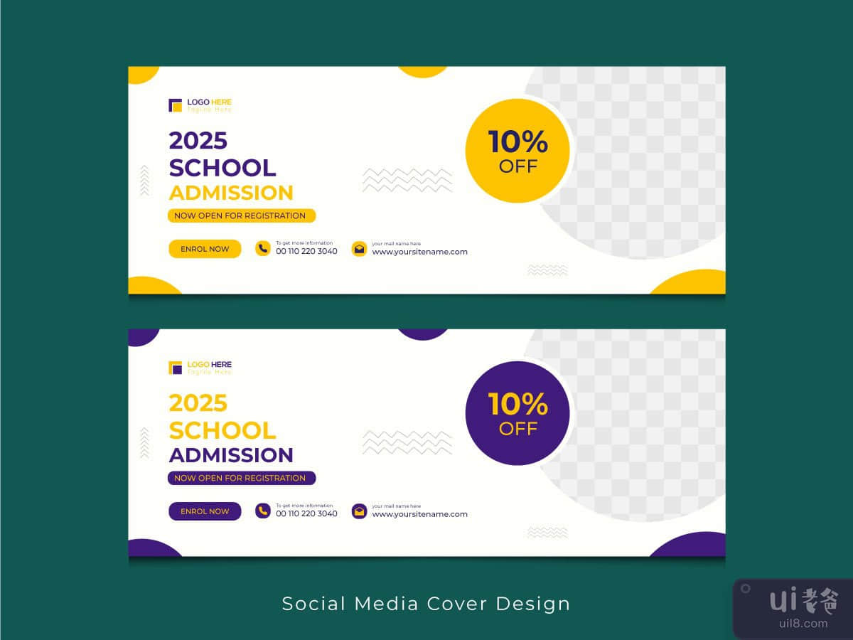 Back to school admission social media post banner or Cover Design Template