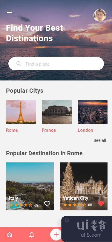 旅游预订应用程序 UI 概念(Travel Booking App UI Concept)插图1