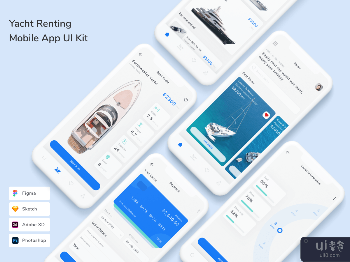 Yacht Renting Mobile App UI Kit