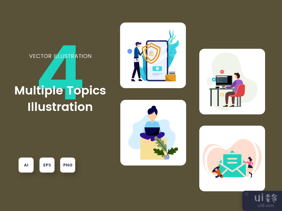 M7 -  Multiple topics illustration for landing page