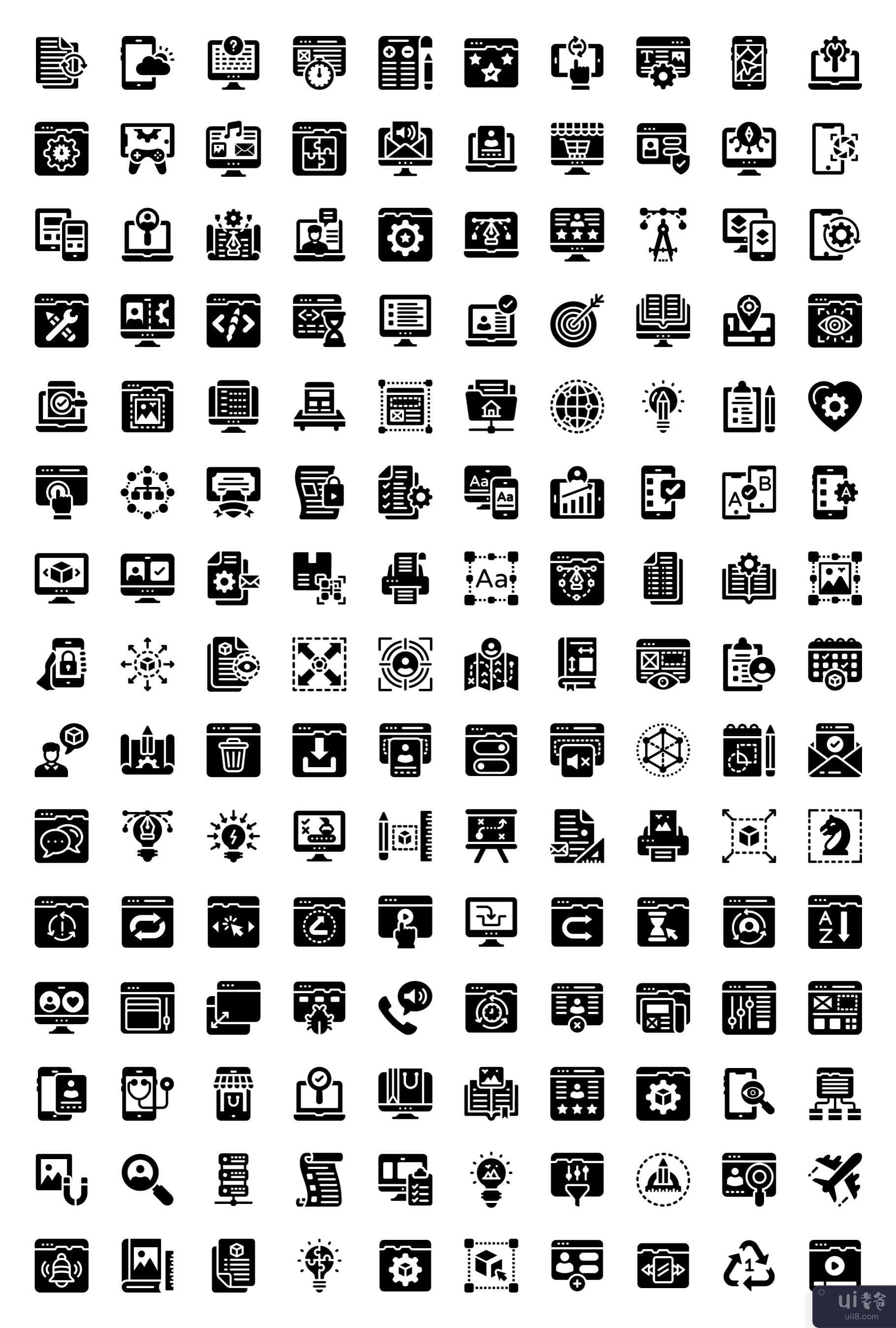 网页设计线性图标包(Web Design Linear Icons Pack)插图