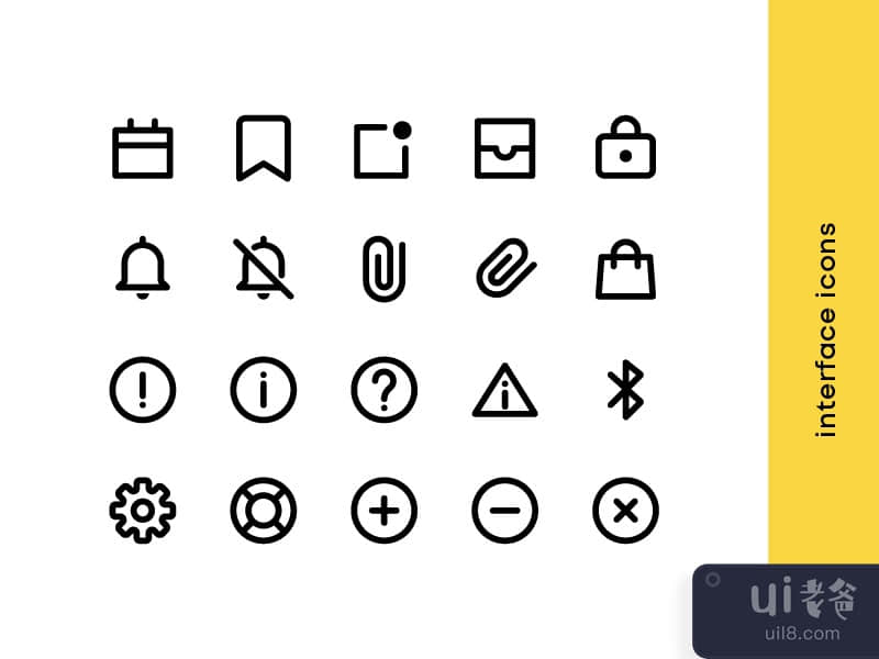 Essentials basic general interface icon set with pixel perfect grid