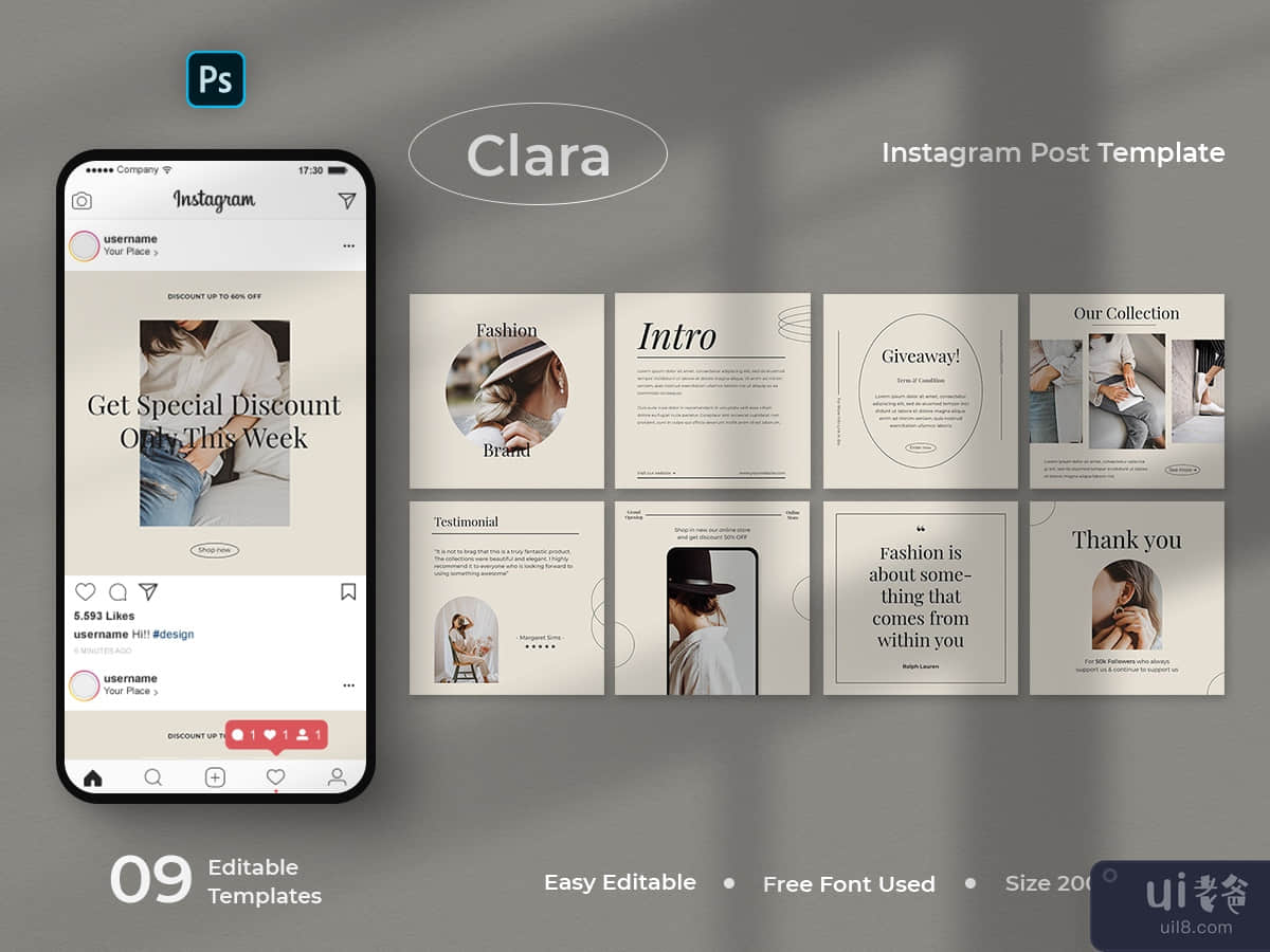 Clara - Fashion Social Media Post Template
