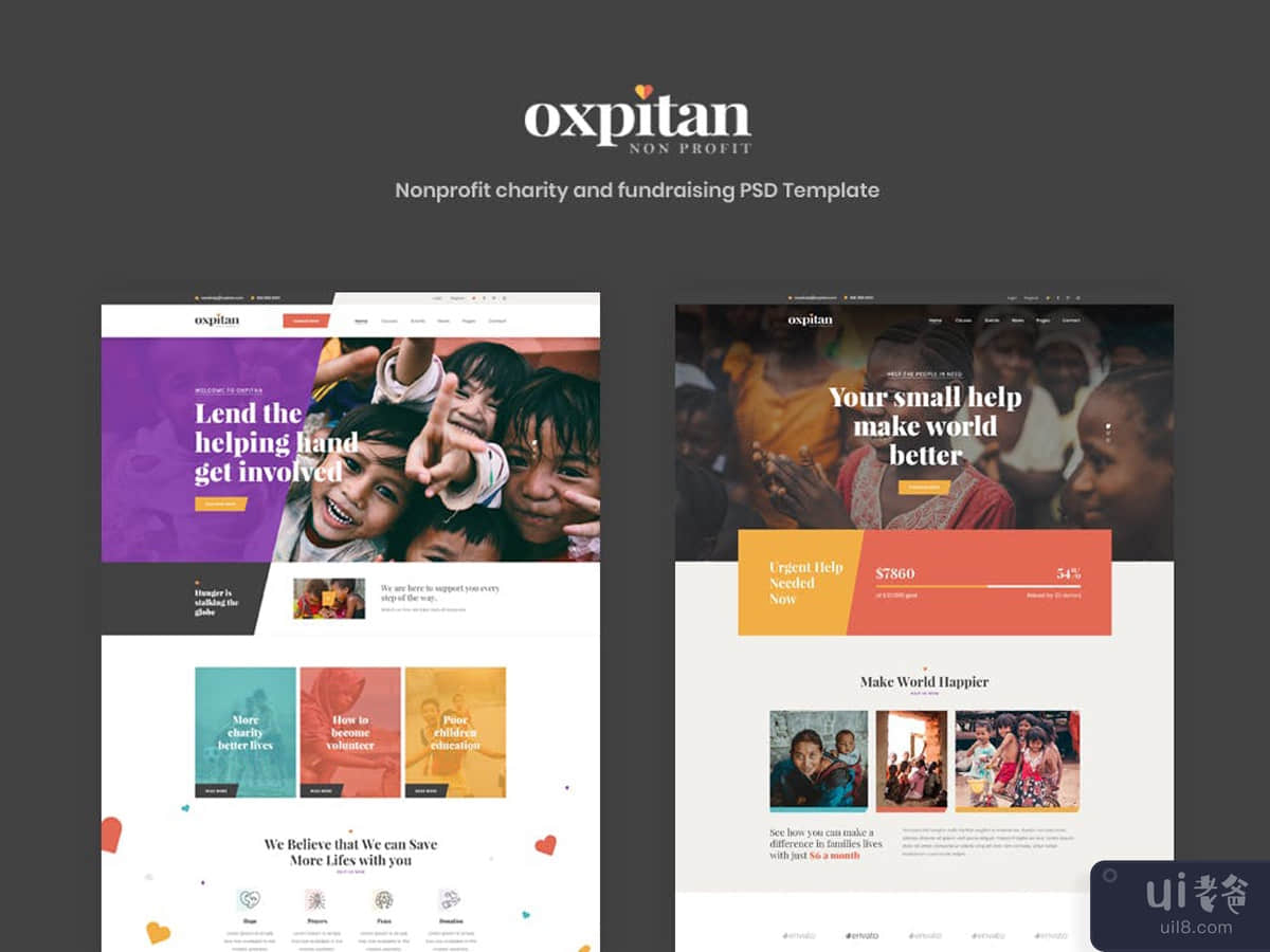 Oxpitan - Nonprofit Charity and Fundraising PSD