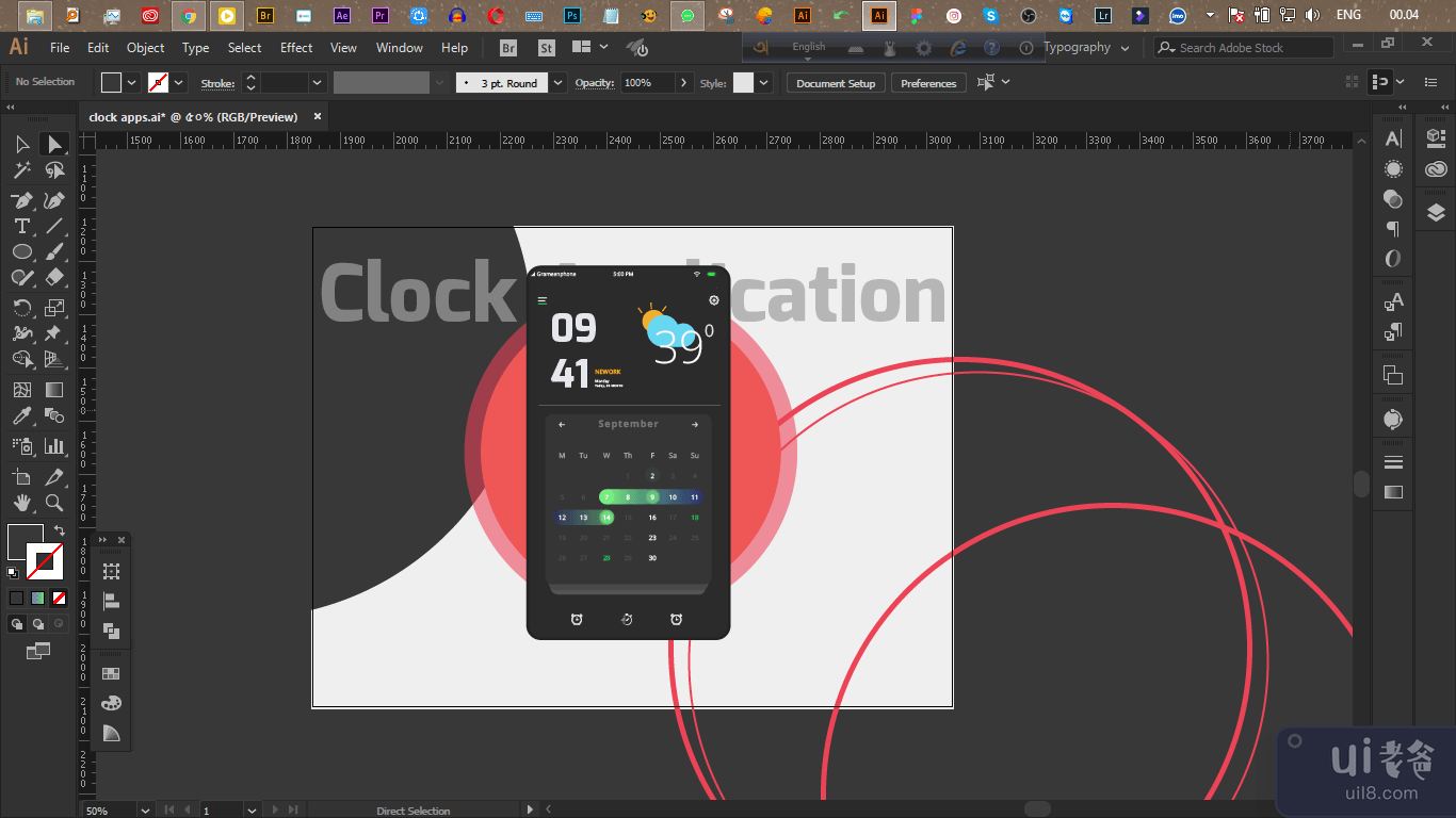 IOS时钟UI设计(IOS Clock UI Design)插图