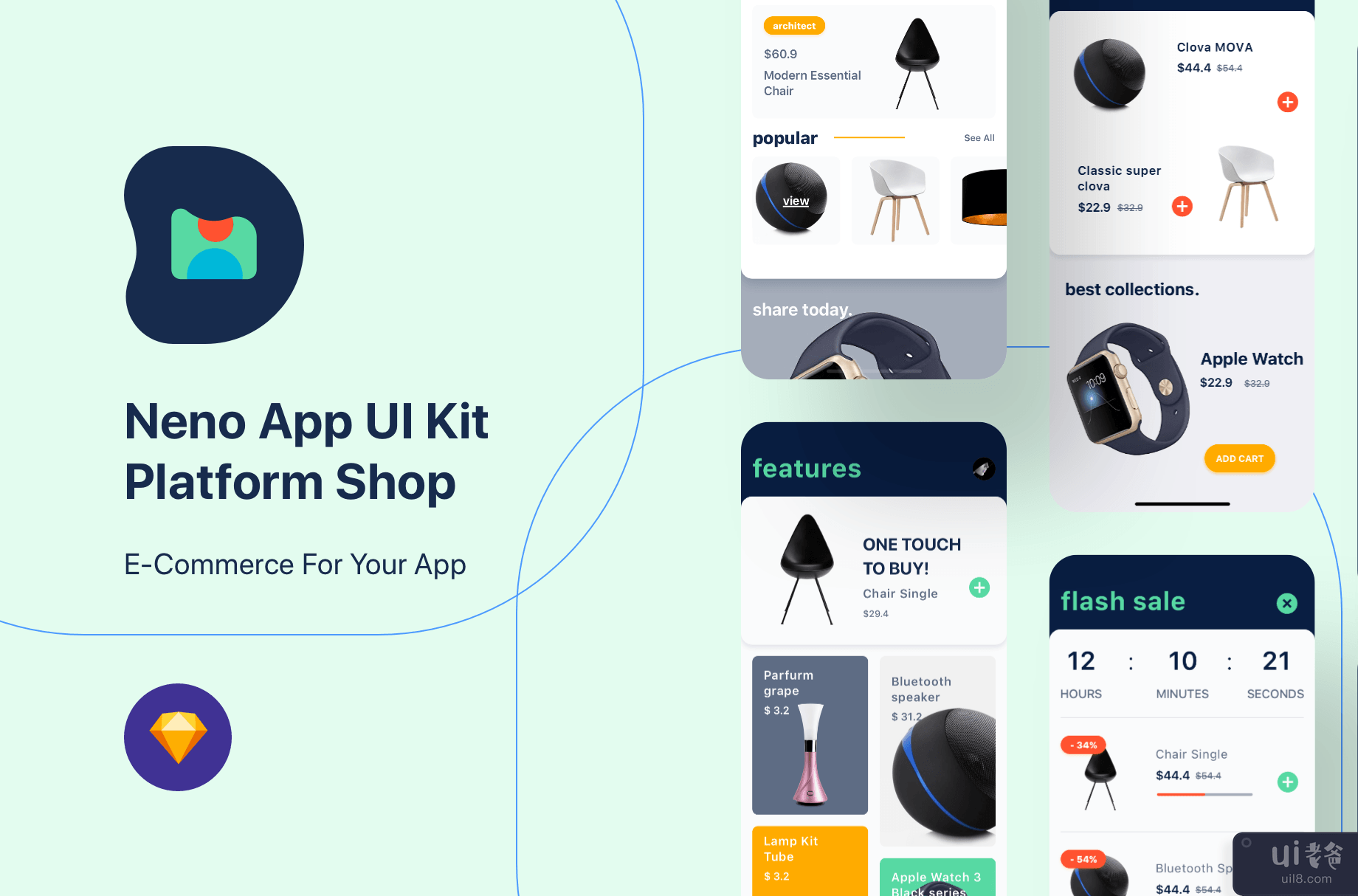 Neno App UI 套件 - 电子商务购物(Neno App UI kit - ECommerce Shopping)插图5