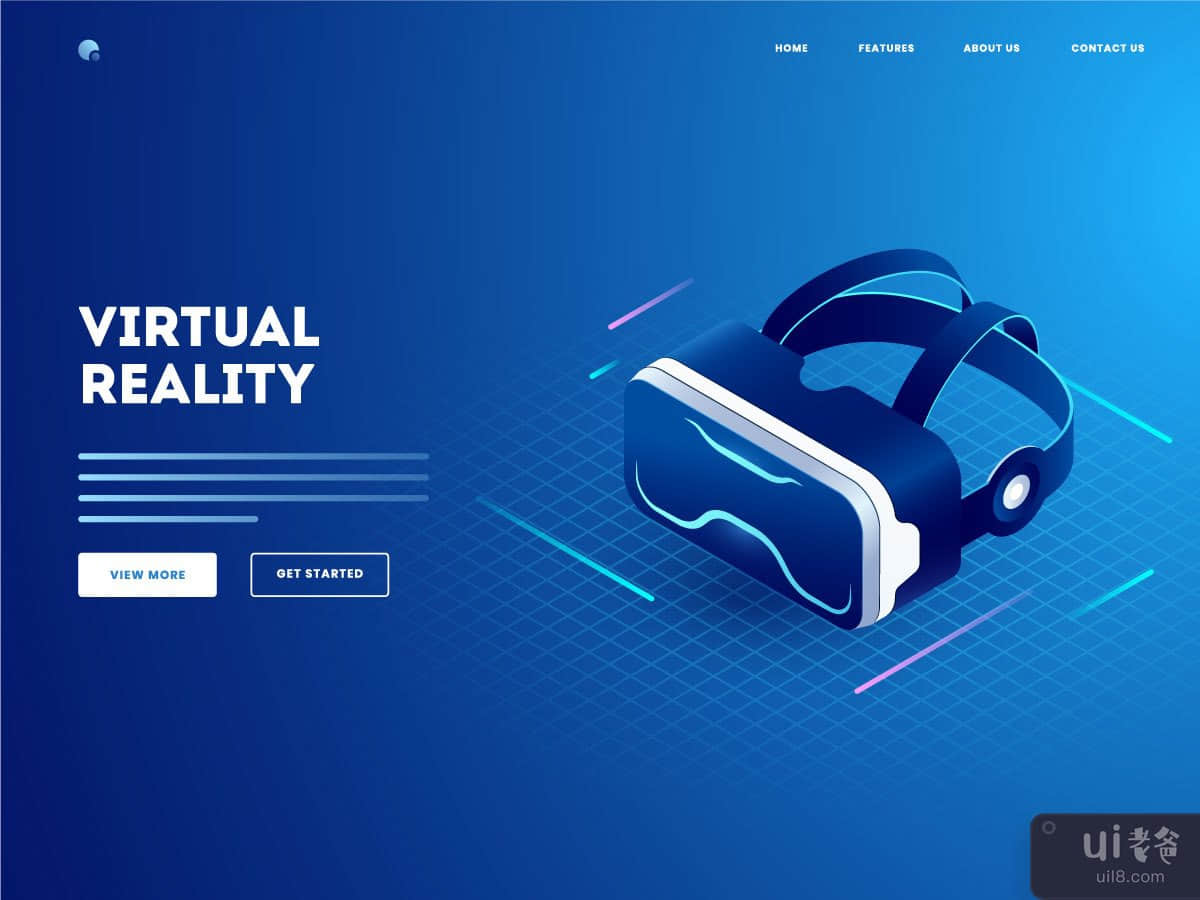 Virtual reality concept with illustration of 3d vr glasses