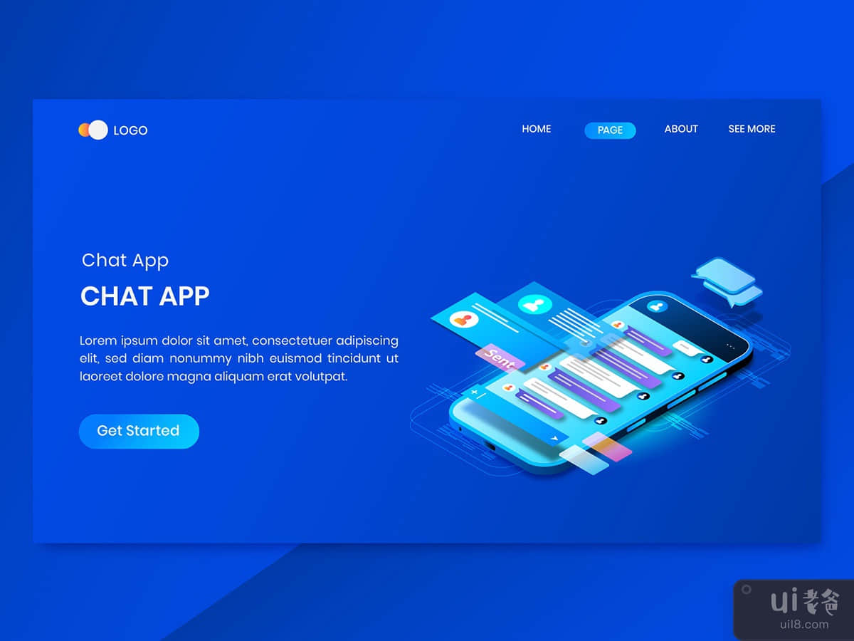 Chat Messenger App Isometric Concept Landing Page