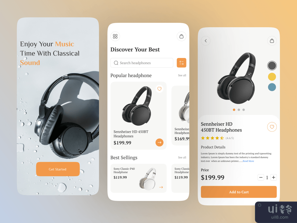 电子商务耳机应用概念(E-Commerce Headphone App Concept)插图3