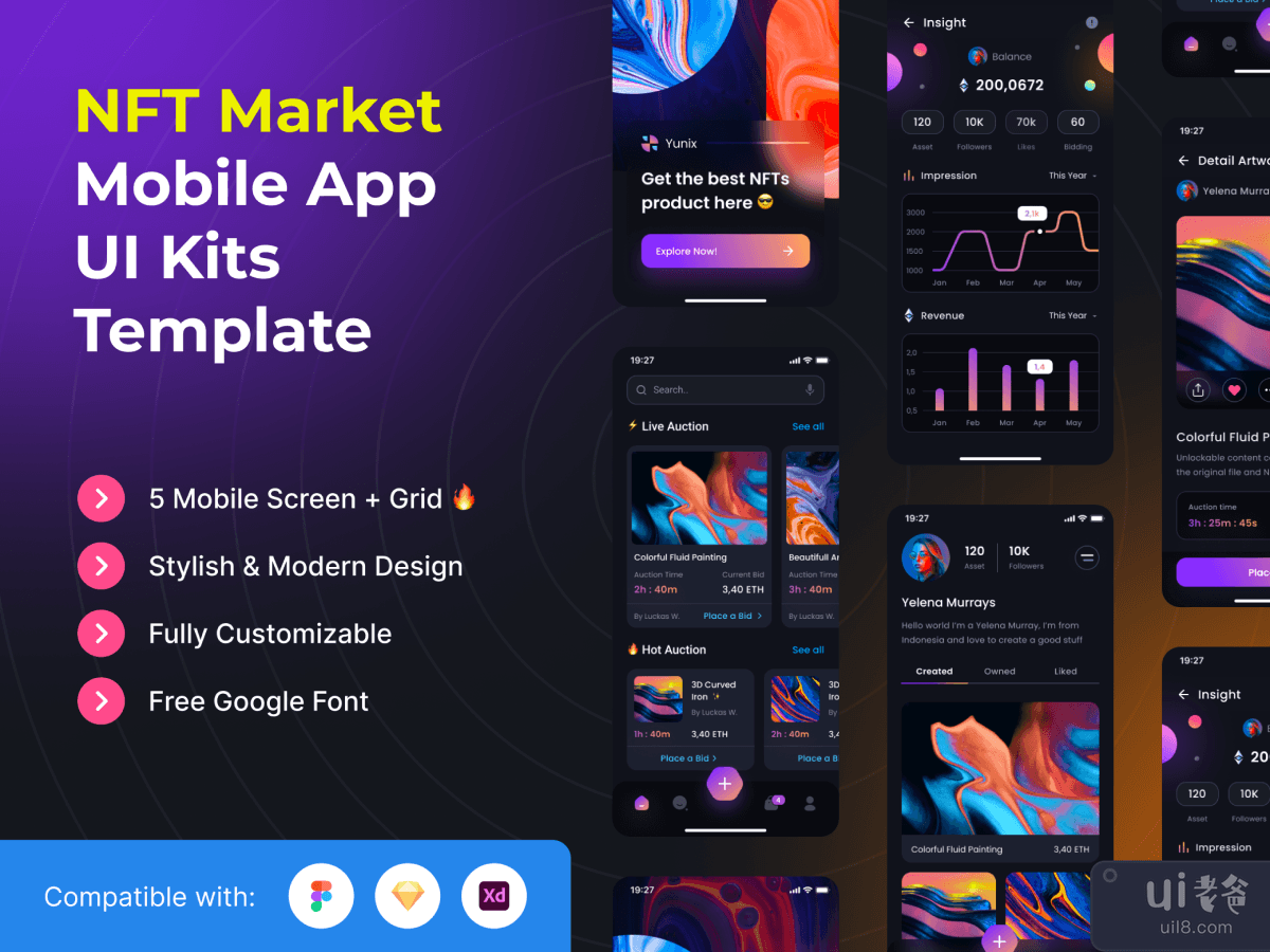 NFT Market Mobile App UI Kits Template