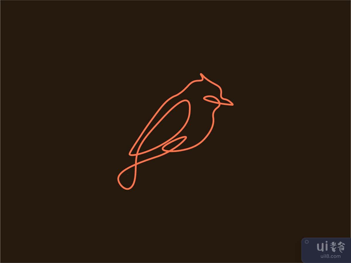 一个连续的线条画“鸟”线标志概念(One continuous line drawing "Bird" Oneline logo concept)插图1
