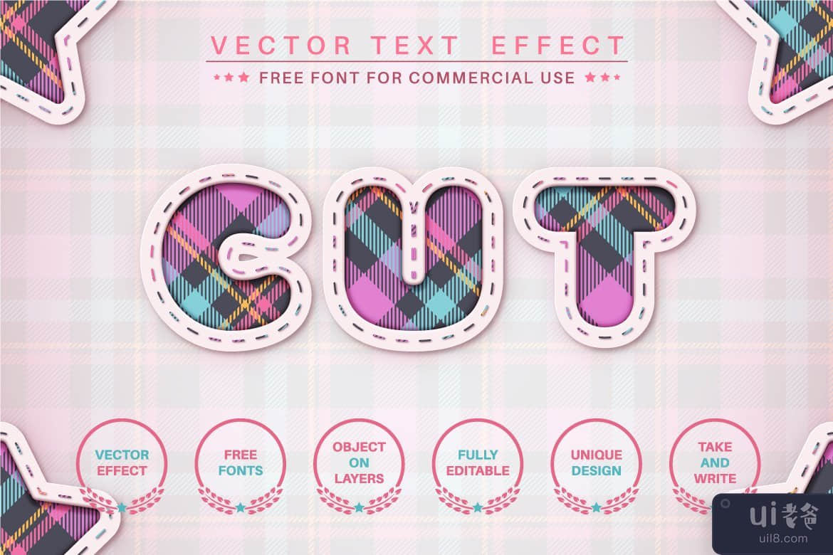 格子呢工艺 - 可编辑的文本效果、字体样式(Tartan craft - editable text effect, font style)插图3