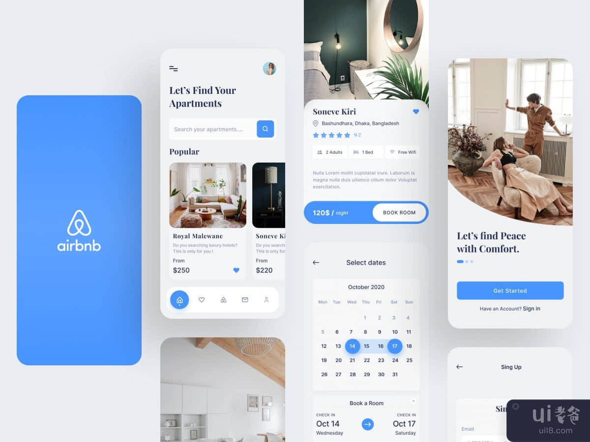 Airbnb App重新设计 - 酒店预订应用程序(Airbnb App redesign - Hotel Booking App)插图3