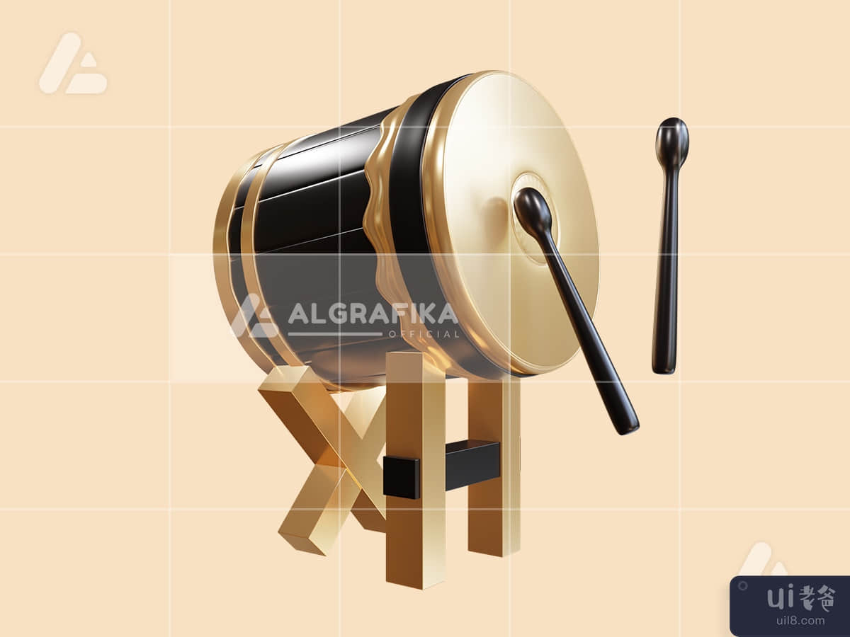 3d illustration ramadan islamic drum object