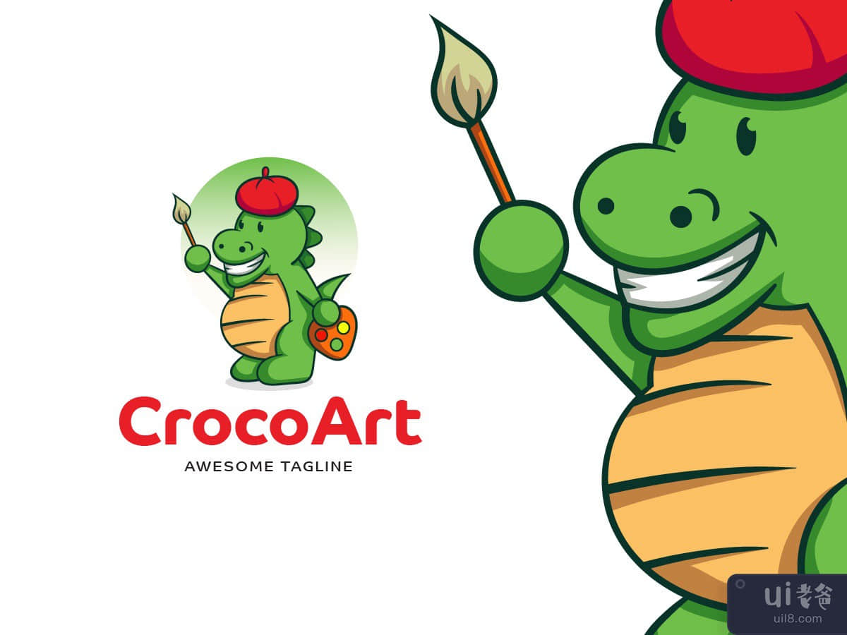 Crocodile artist Mascot Logo