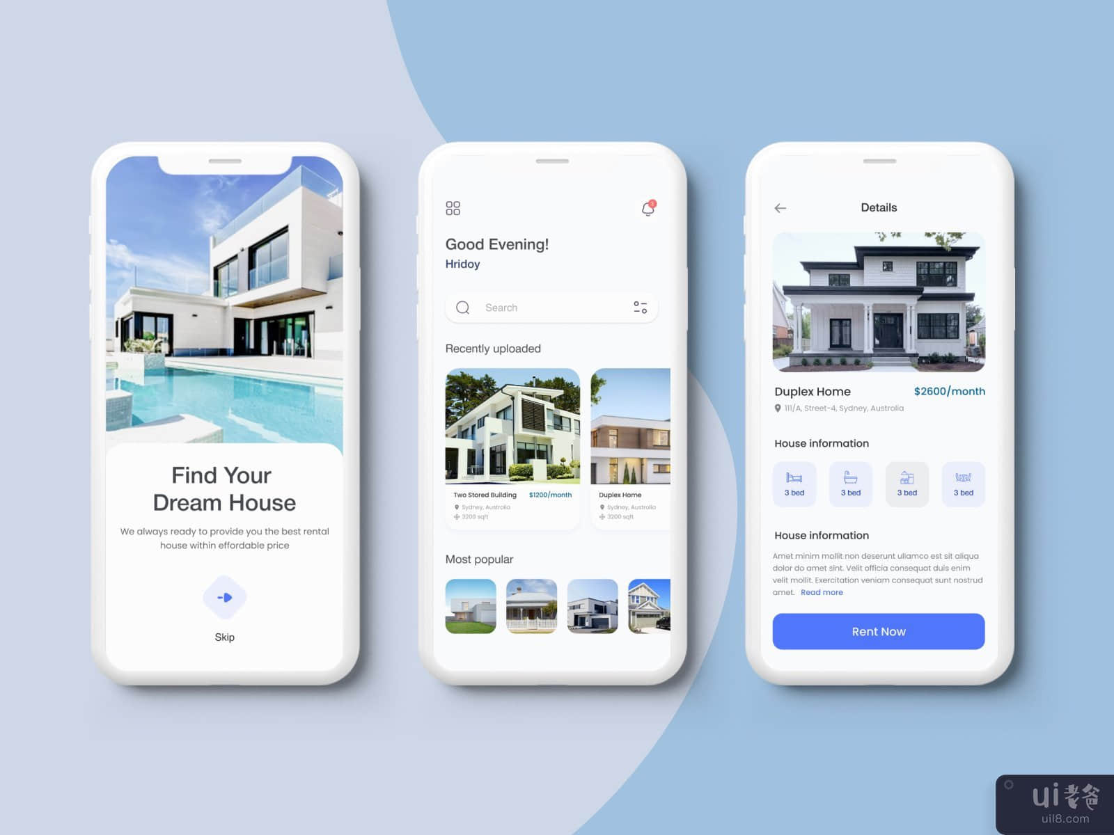 房屋租赁移动应用概念(House Rental Mobile App Concept)插图