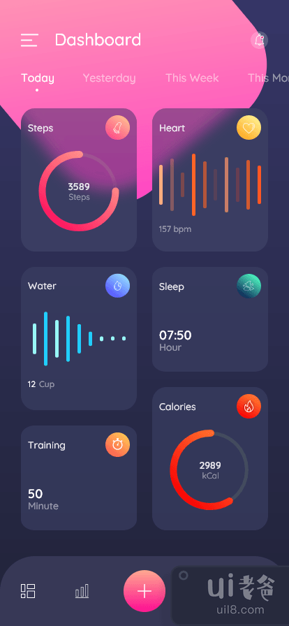 瑜伽应用程序概念-仪表板(Yoga App Concept - Dashboard)插图