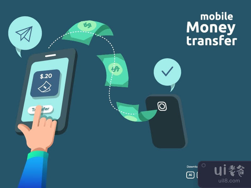 money transfer illustration concept
