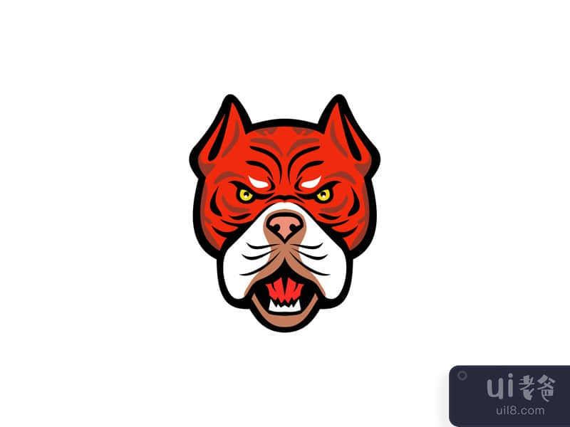 Red Tiger Bulldog Head Front Mascot