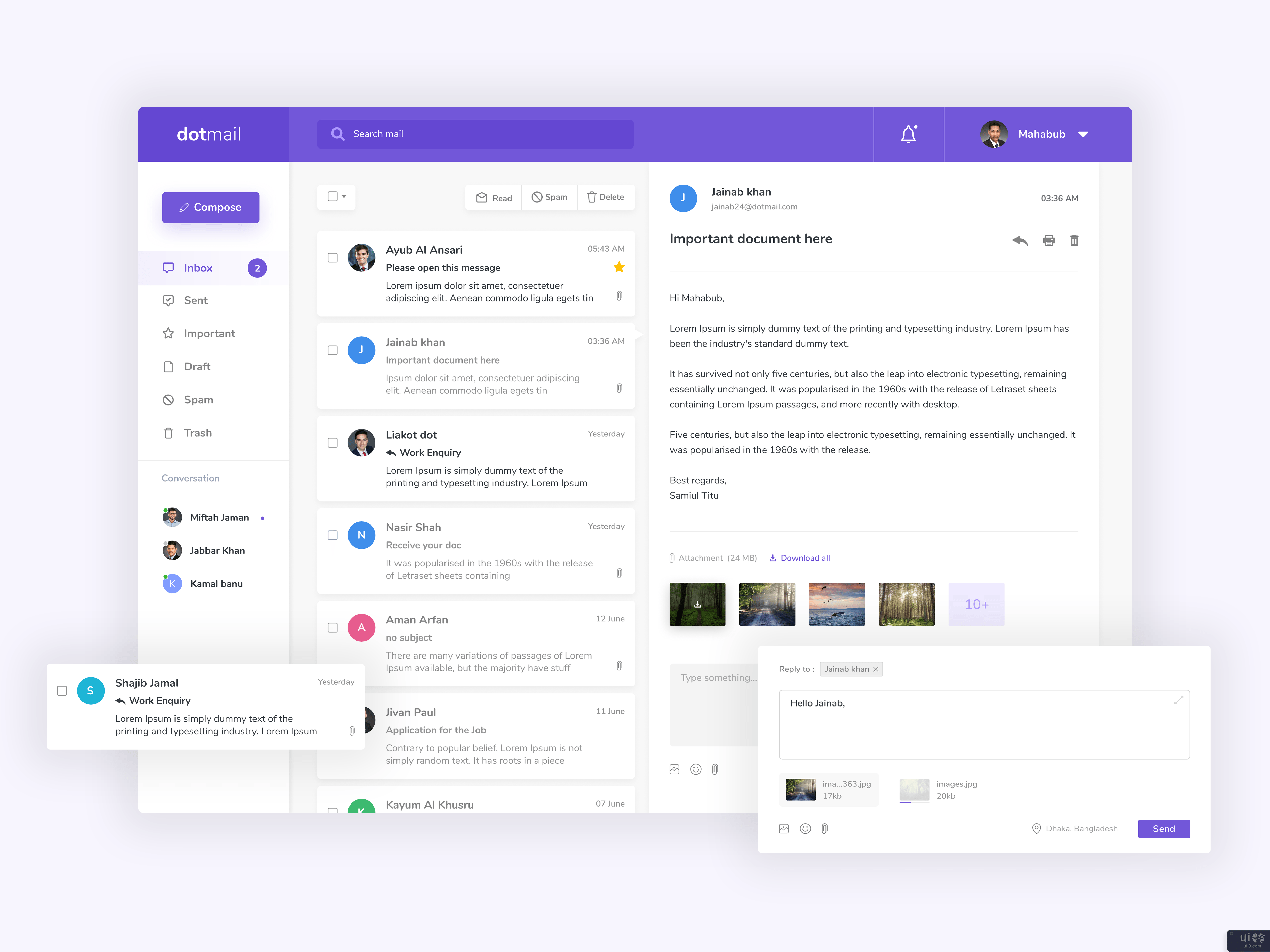 电子邮件仪表板收件箱 UI(Email dashboard inbox UI)插图