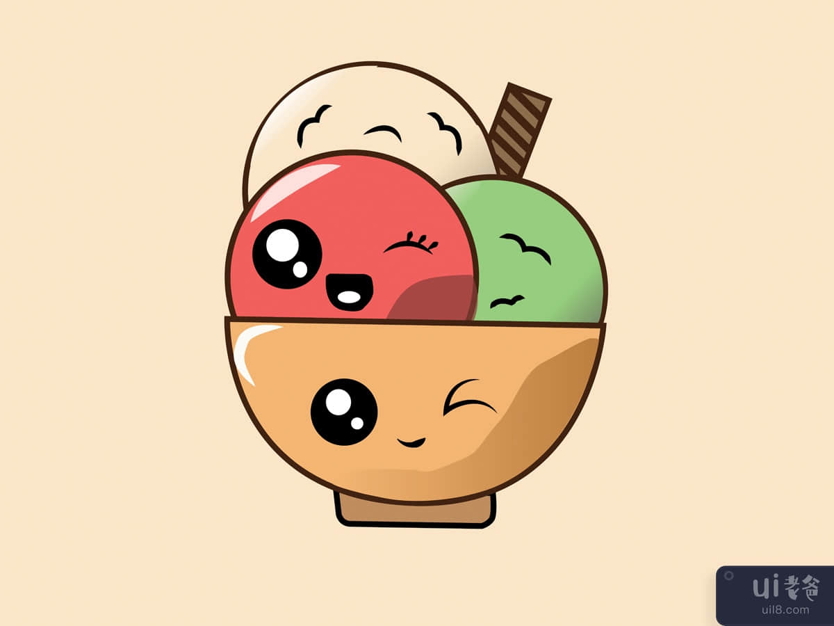 Funny Ice Cream with face