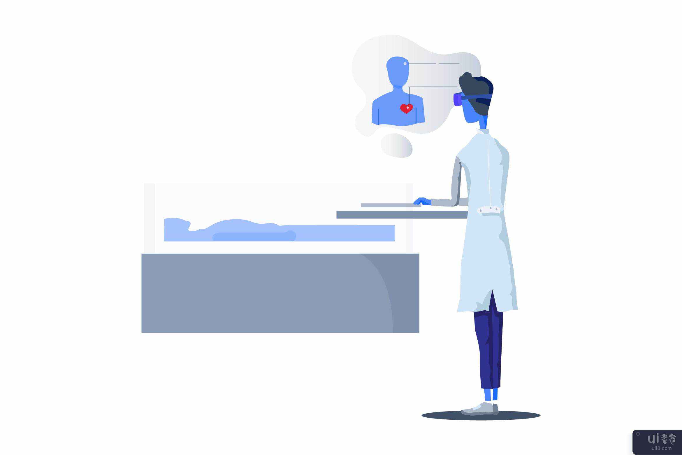VR 技术支持医院插图(VR Tech support Hospital Illustration)插图