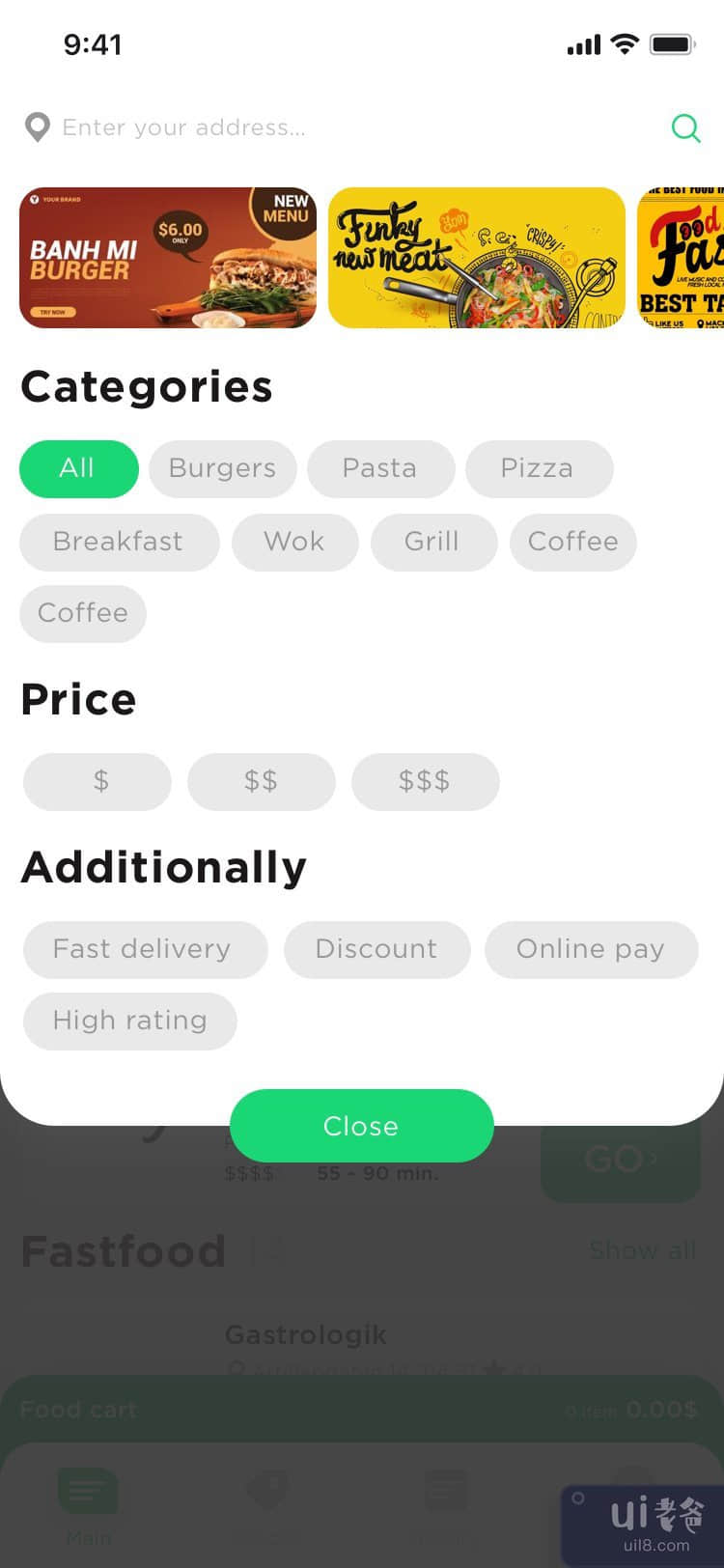 FastEat Delivery UI 概念(FastEat Delivery UI concept)插图1