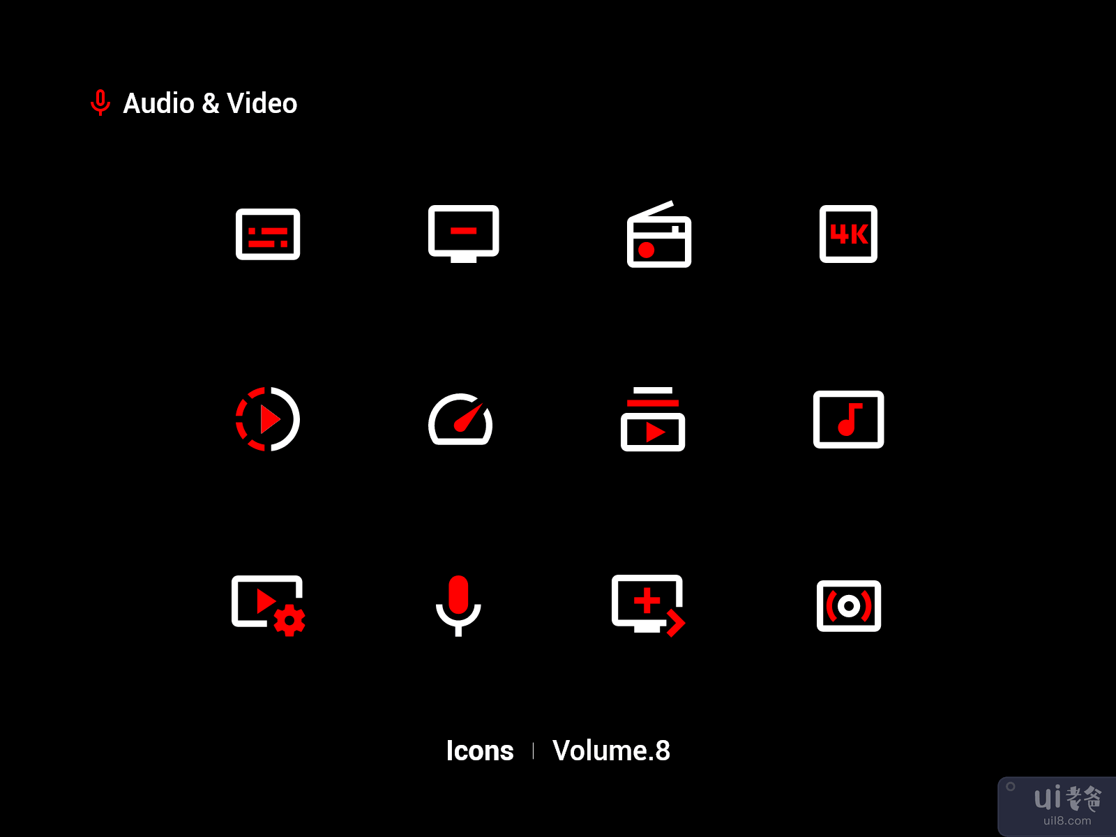 音频和视频图标 Vol.8(Audio & Video Icons Vol.8)插图