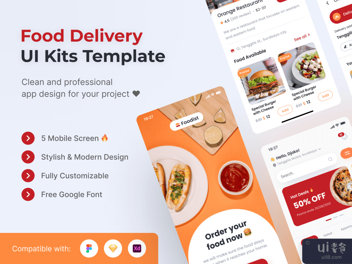 Food Delivery Mobile UI Kits Template