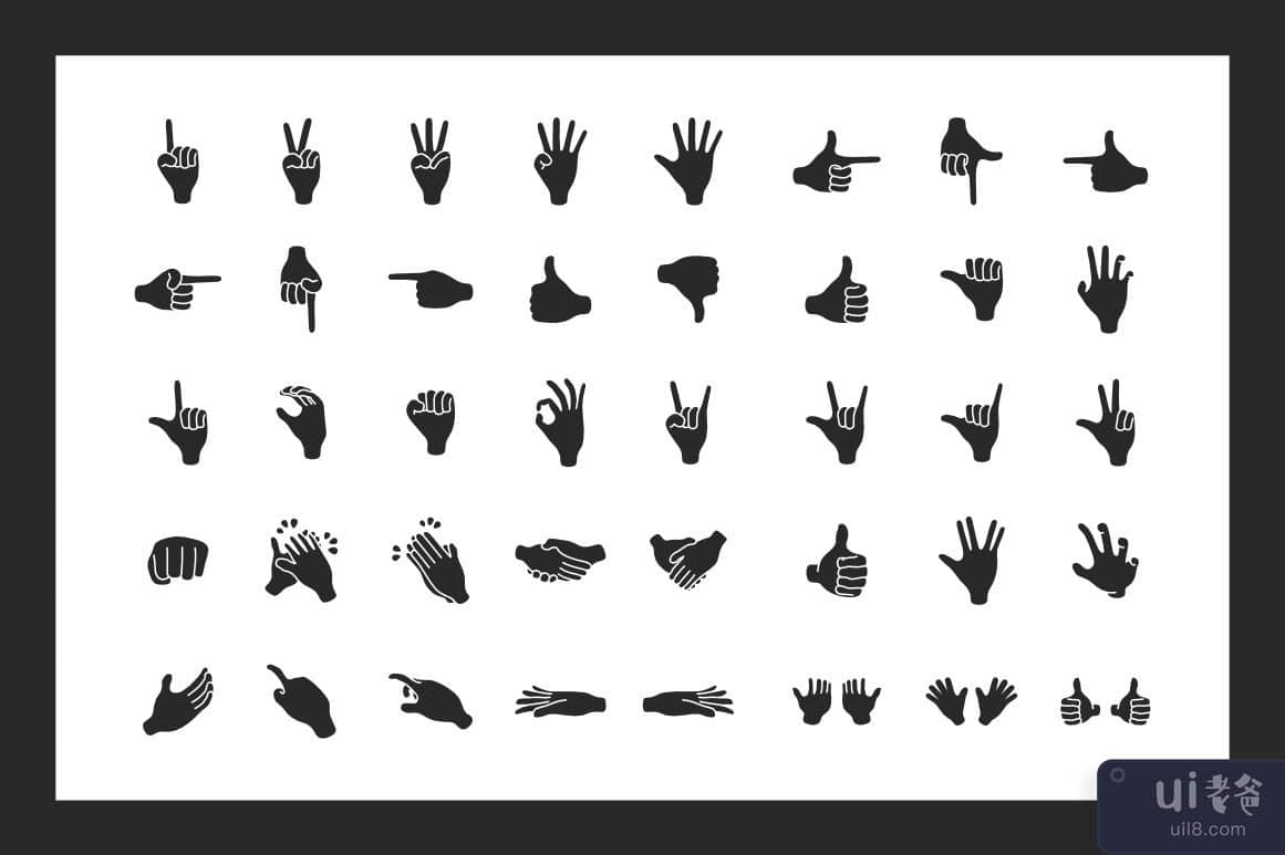 手势图标集-固体(Hand Gesture Icons Set - Solid)插图