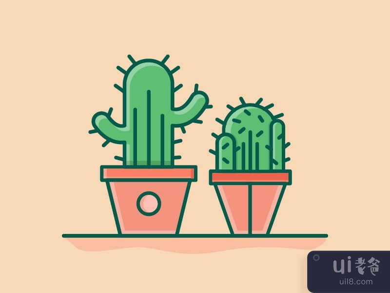 仙人掌二重奏图标说明(Cactus Duo Icon Illustration)插图