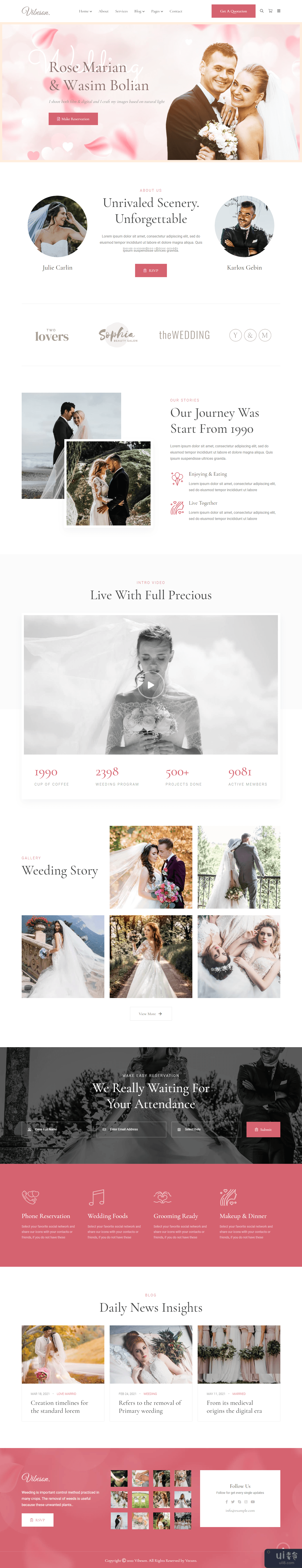 婚礼策划师活动摄影 HTML 模板(Wedding Planner Event Photography HTML Template)插图