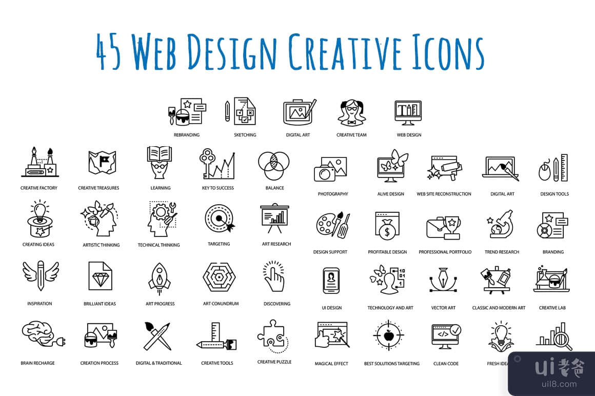 网页设计包：图标、图案等(Web Design Bundle: Icons, Patterns and More)插图5